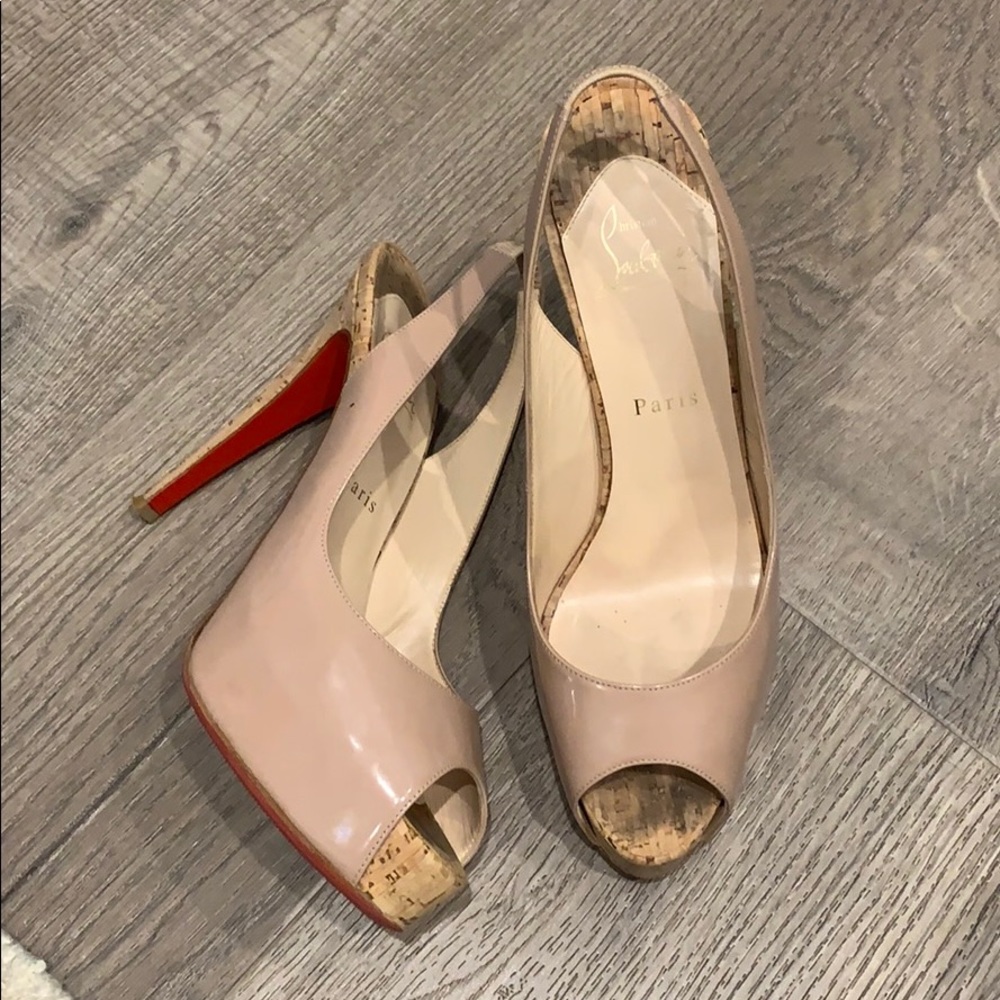 Christian Louboutin Tan cork heels
